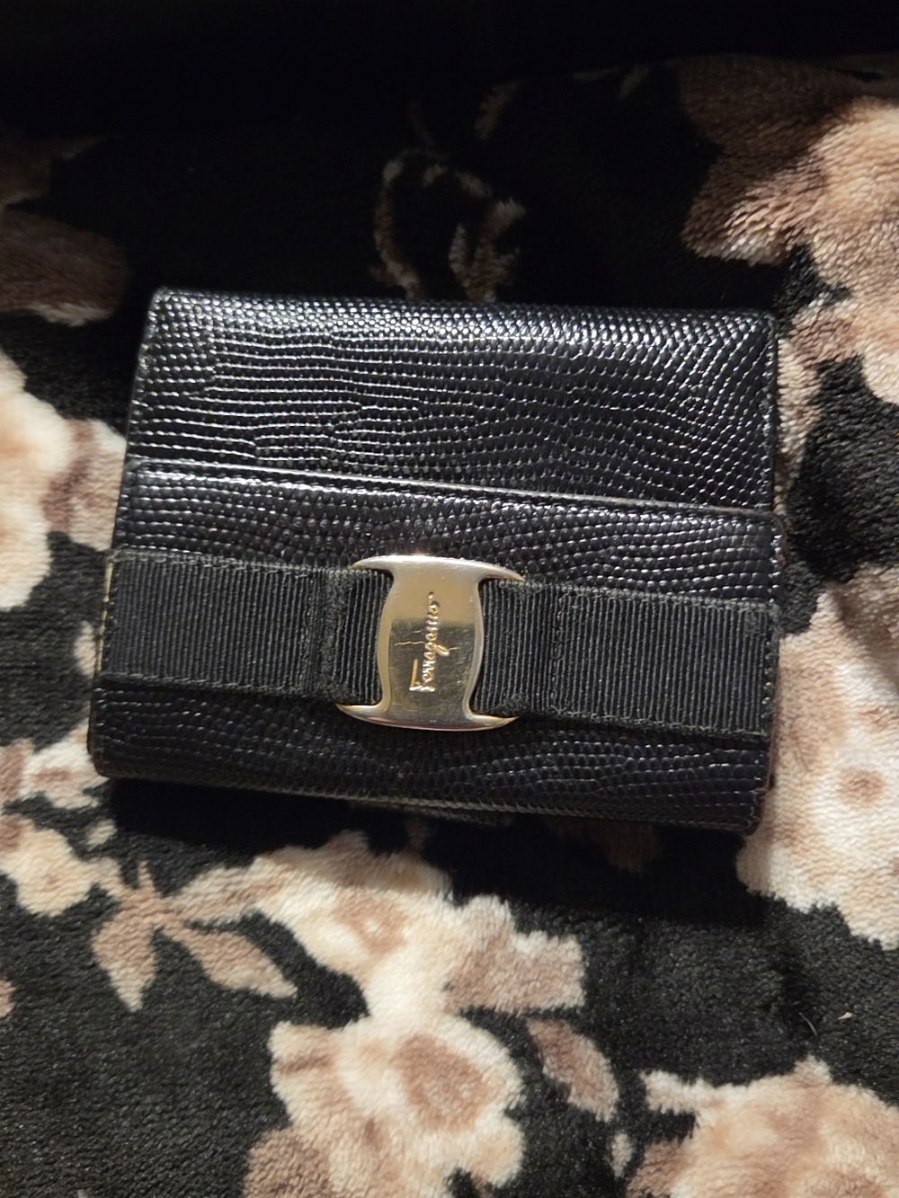 Salvatore Ferragamo Black Vara Bow Leather Wallet